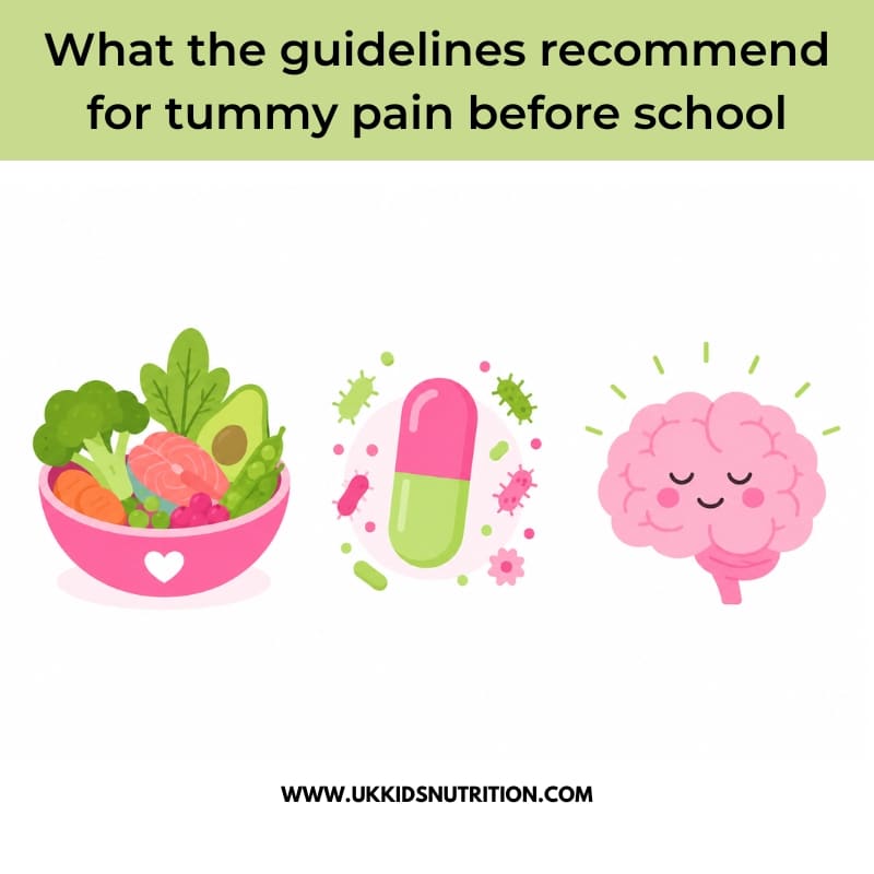 Three evidence-based treatments for children's tummy pain before school — nutrition, probiotics, and hypnotherapy